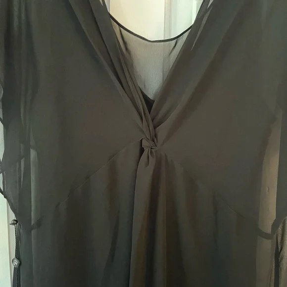 NWT ADRIANNA PAPELL Black Chiffon Overlay A-Line Dress. Size XL. - Picture 8 of 8